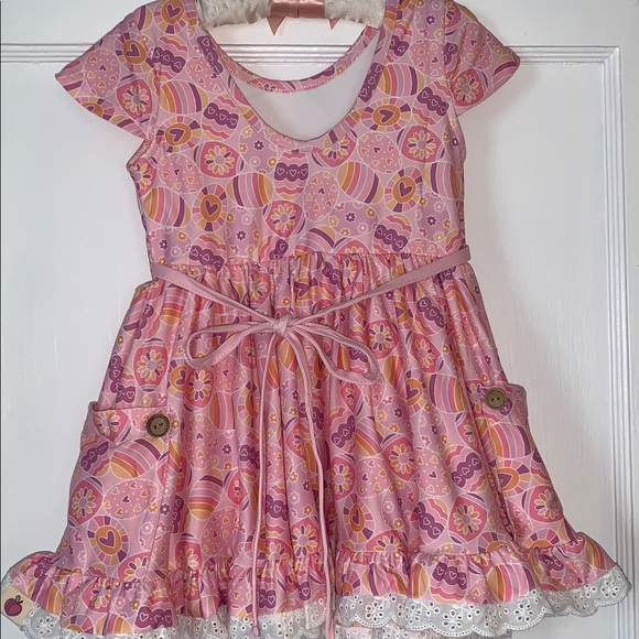 NWT Cheeky Plum Bunny Trail 2T Myra Knit Dress Pink Floral Easter Eggs Dress - Picture 8 of 14